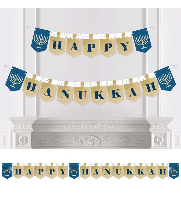 Happy Hanukkah   Chanukah Bunting Banner   Menorah Party Decorations