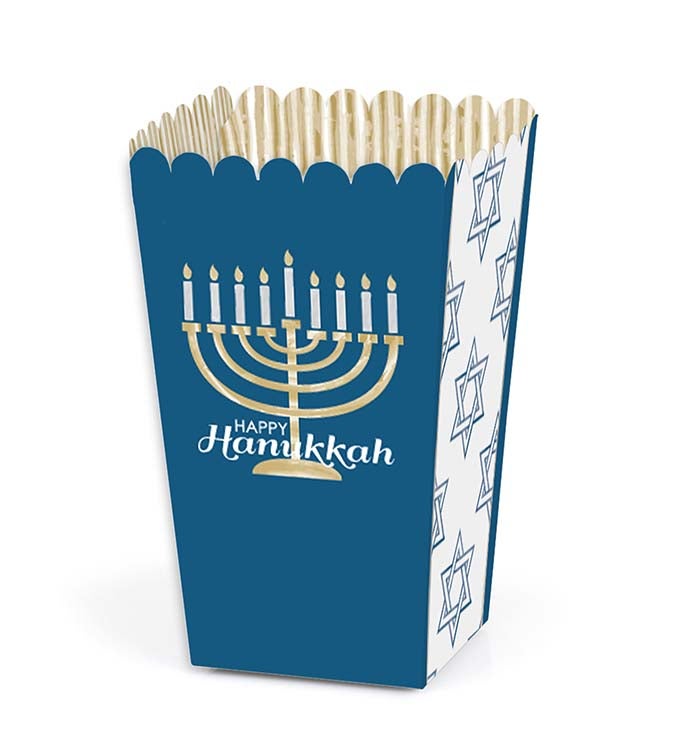 Happy Hanukkah   Chanukah Favor Popcorn Treat Boxes   Set Of 12