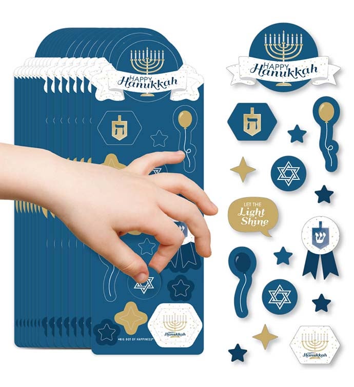 Happy Hanukkah   Chanukah Favor Kids Stickers   16 Sheets   256 Stickers