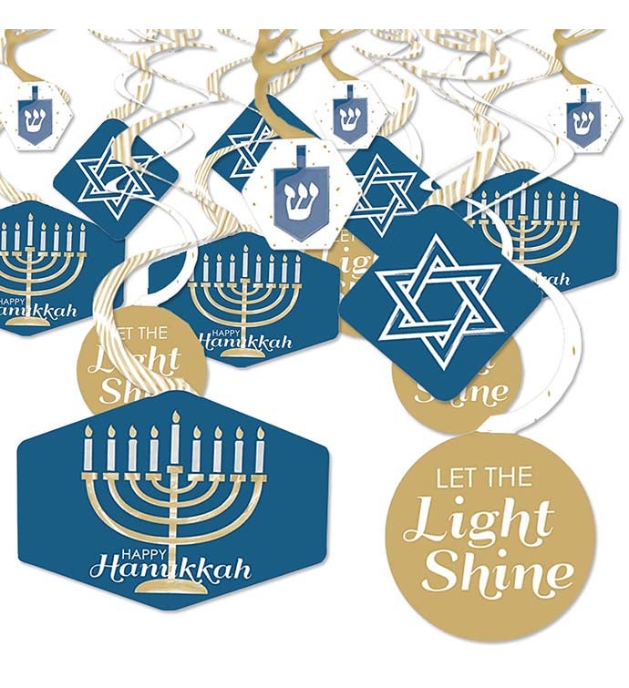 Happy Hanukkah   Chanukah Hanging Decor   Party Decoration Swirls   40 Ct