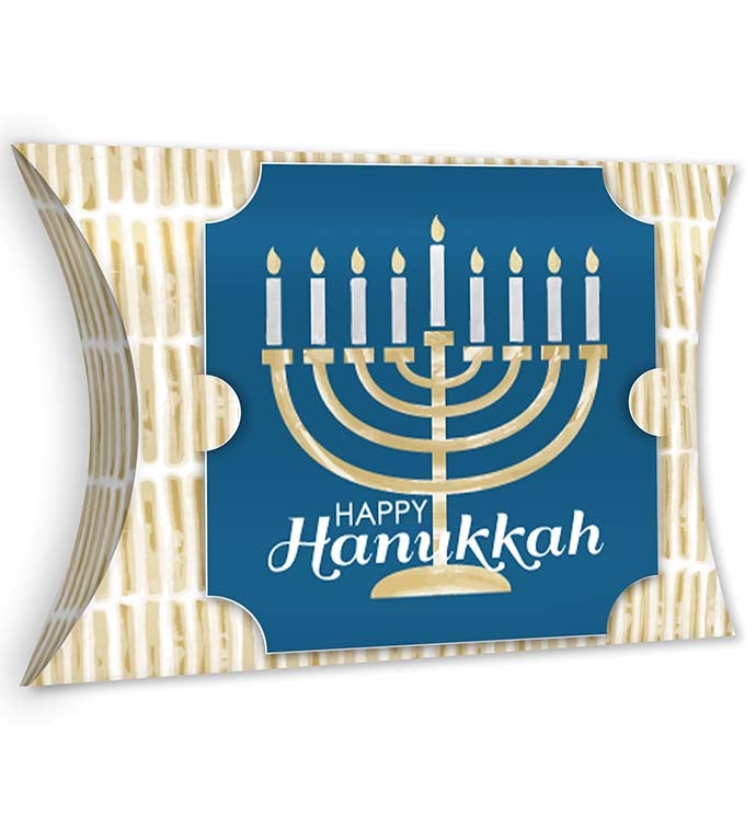 Happy Hanukkah   Favor Gift Boxes   Chanukah Large Pillow Boxes   12 Ct