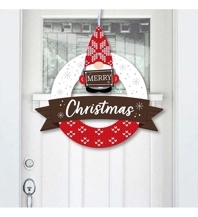 Christmas Gnomes   Outdoor Holiday Party Decor   Front Door Wreath