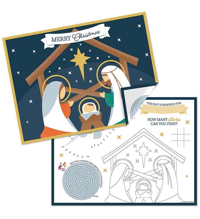 Holy Nativity   Paper Christmas Coloring Sheets   Activity Placemats 16 Ct