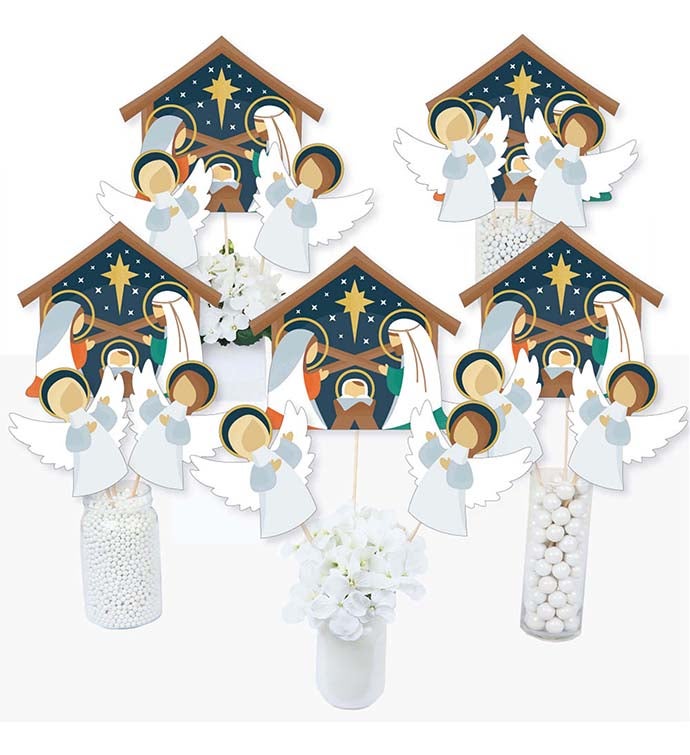 Holy Nativity   Manger Scene Christmas Centerpiece Table Toppers 15 Ct