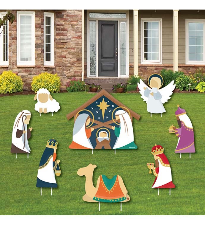 Holy Nativity   Outdoor Lawn Decorations   Religious Christmas Signs   8 Ct