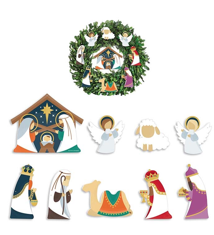 Holy Nativity   Christmas Door Decor Diy Accessories For Wreath 9 Pc