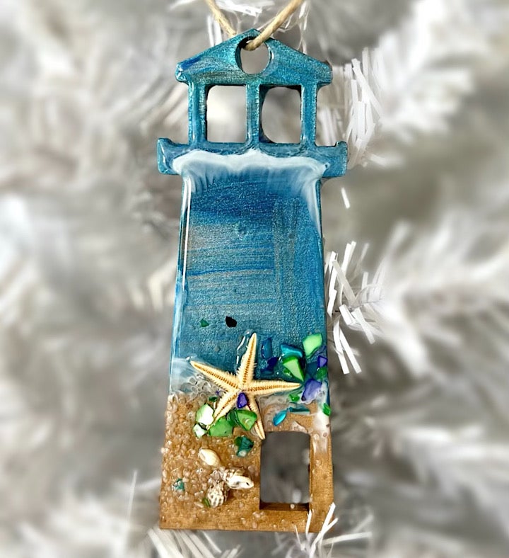 Hand-painted Lighthouse Seascape Ornament