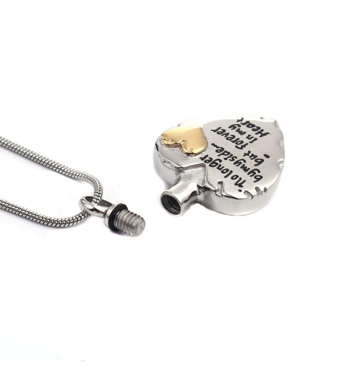 No Longer By My Side Memorial Heart Ash Holder Necklace Creamtion Keepsake