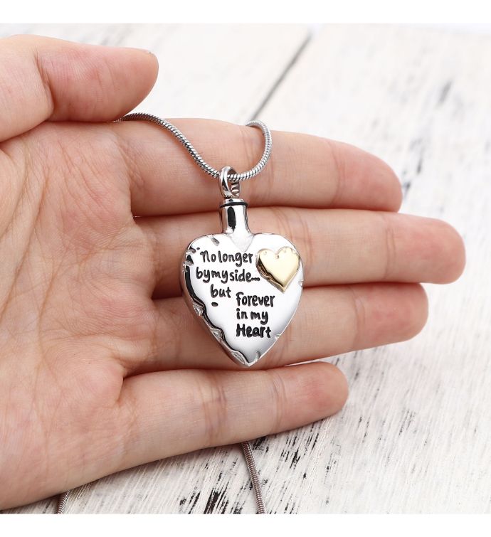 No Longer By My Side Memorial Heart Ash Holder Necklace Creamtion Keepsake