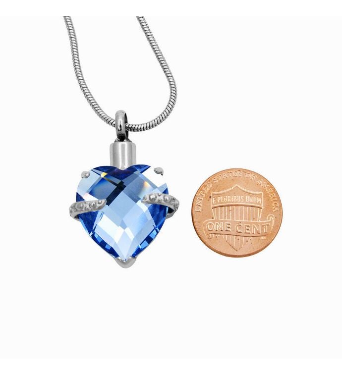 Birthstone Heart Memorial Jewelry Necklace