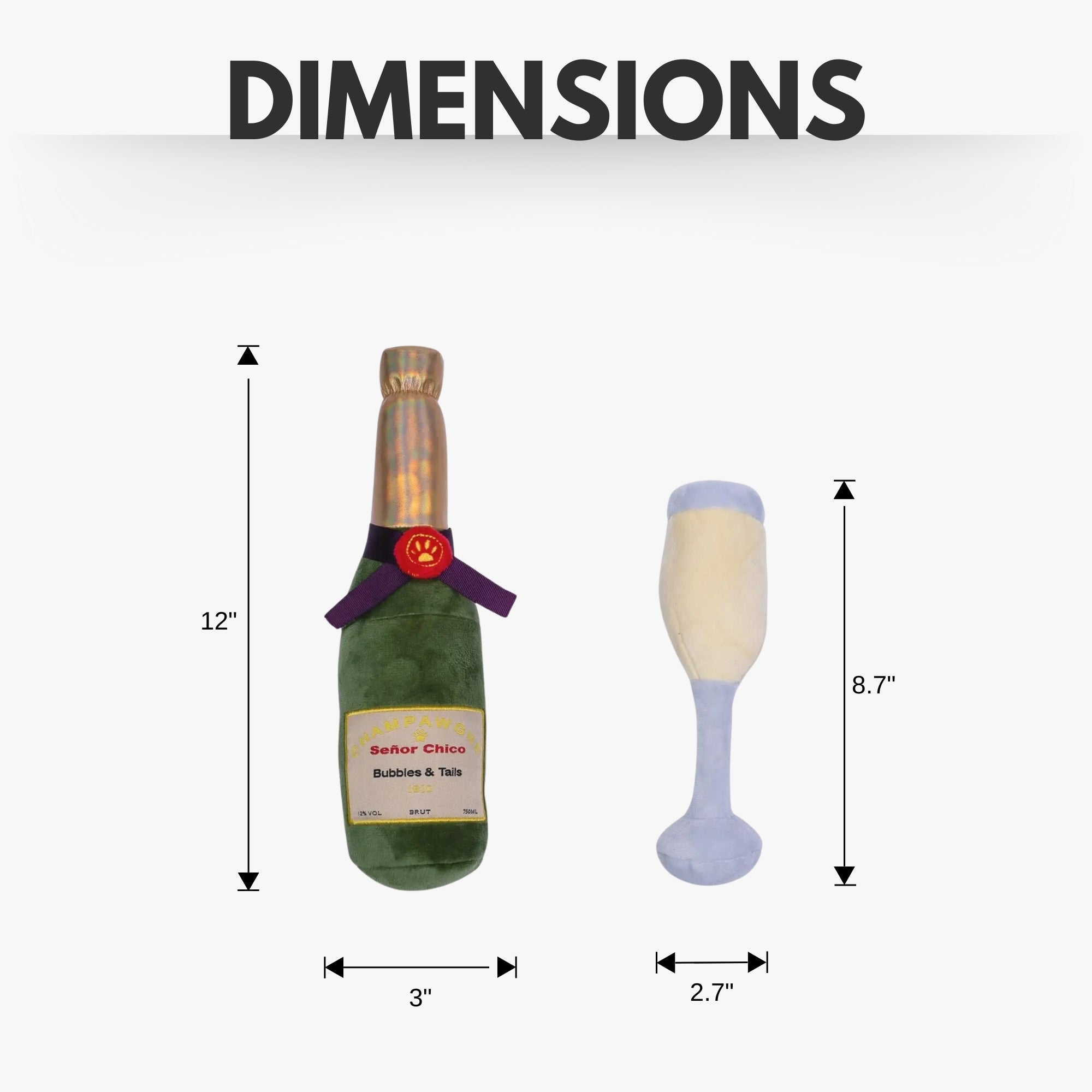 Champagne Cheers Plush Dog Toy