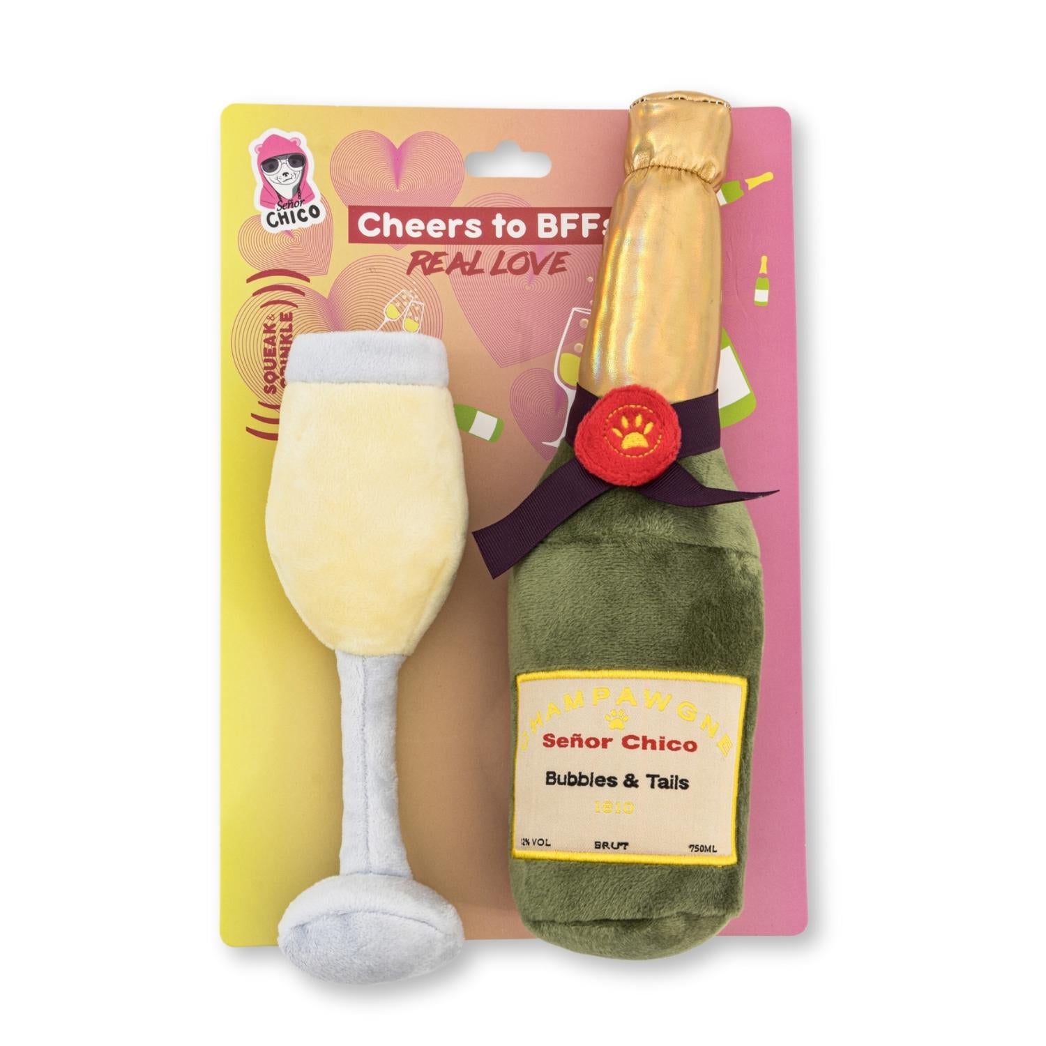 Champagne Cheers Plush Dog Toy