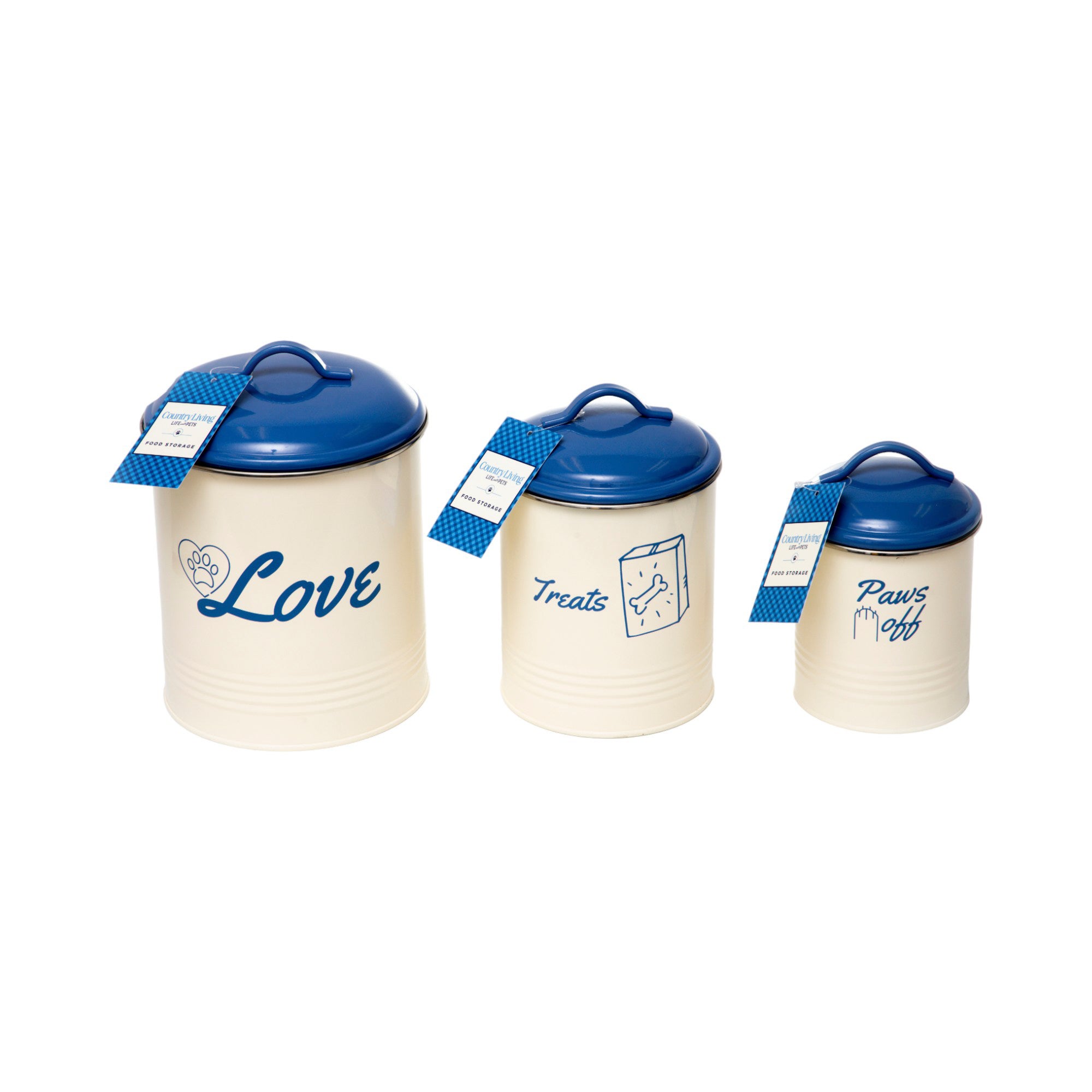French Blue Pet Food Canisters