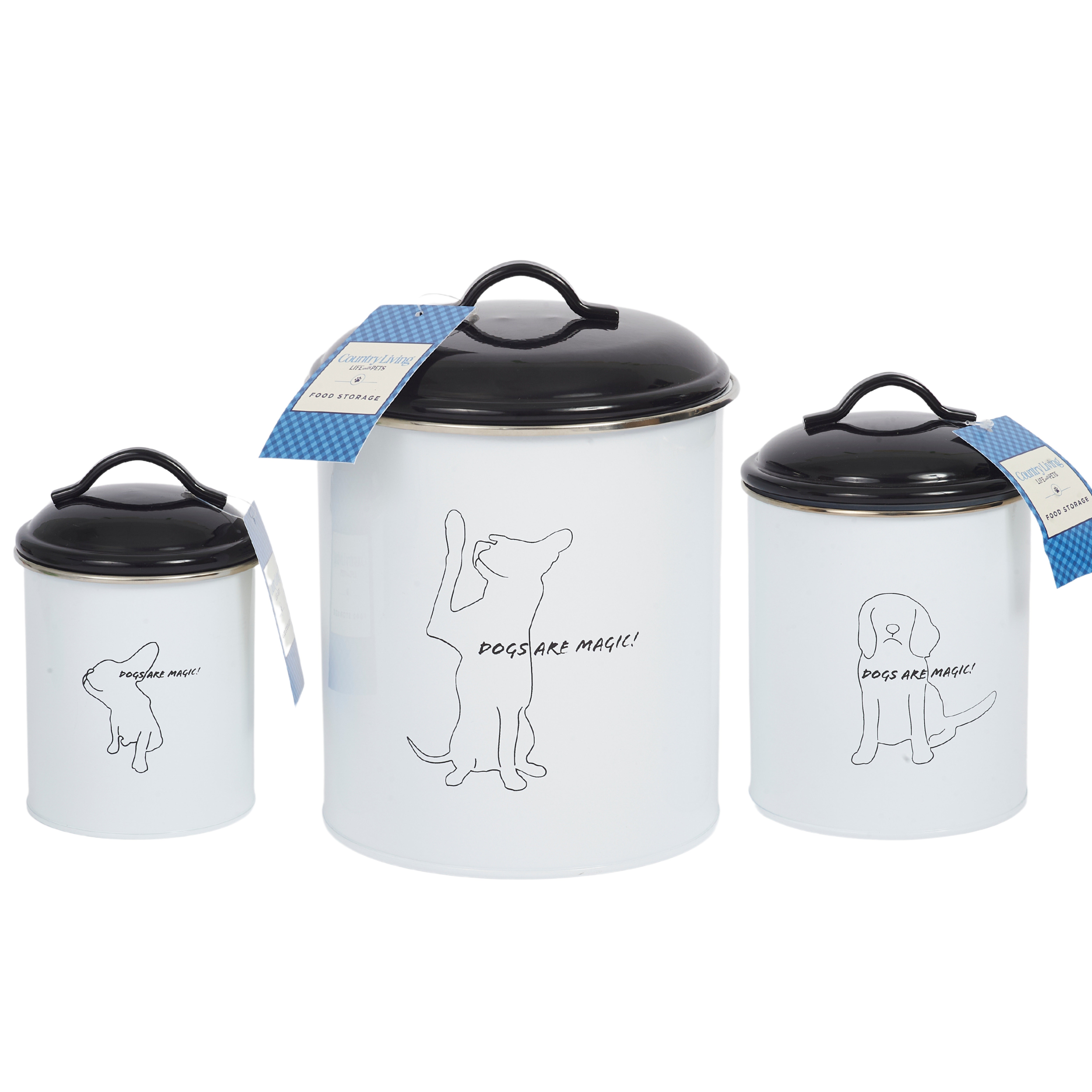 Country Living 3-Piece Pet Treat Storage Set - &#x27;Dogs are Magic&#x27; Design