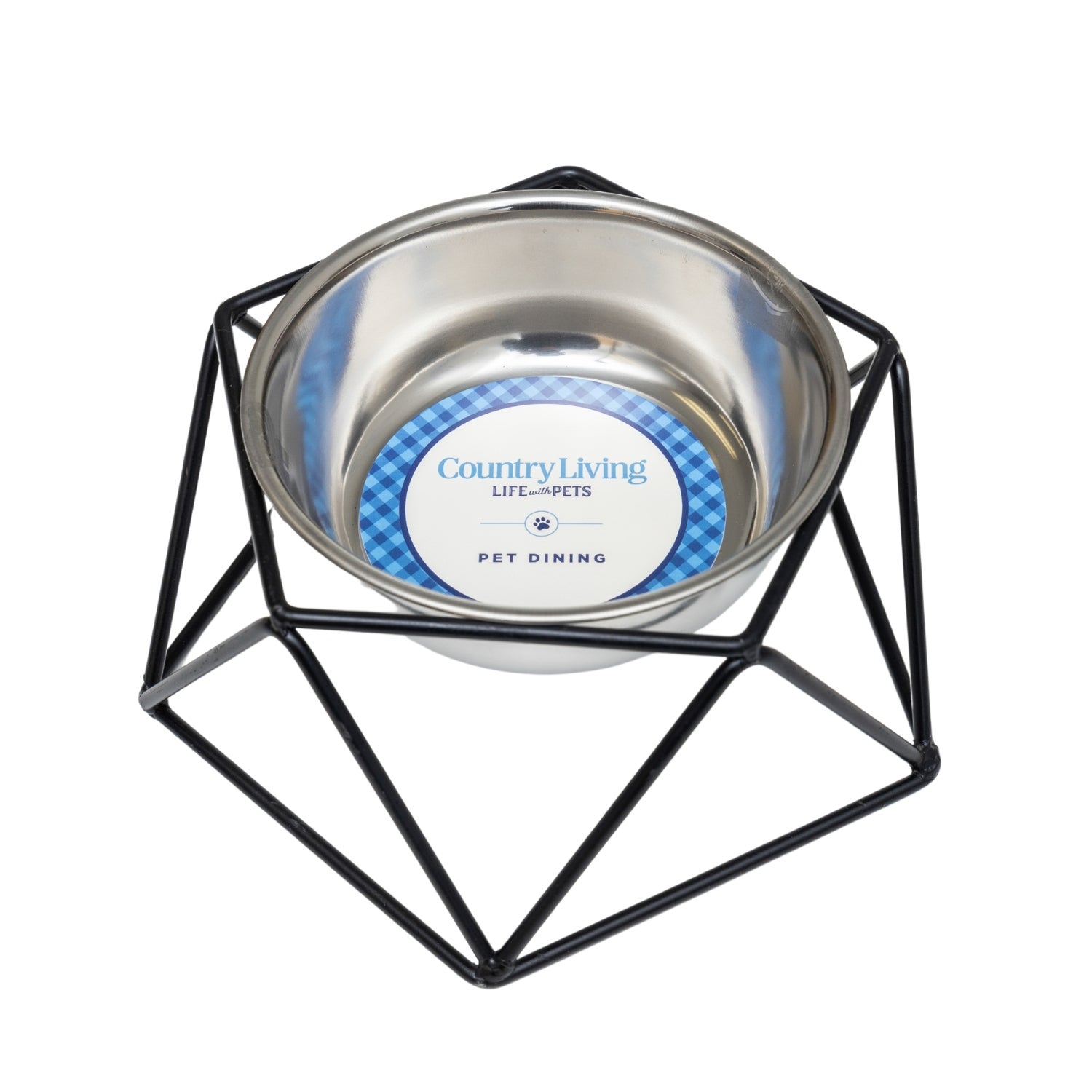 Country Living Elevated Single Dog Bowl Feeder – Geometric Design oz
