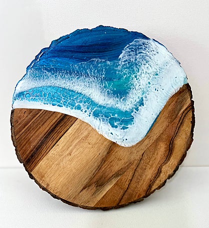 Hand painted Seascape Round Charcuterie Board