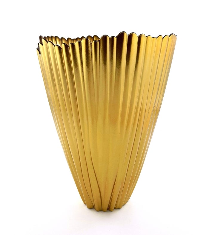 Coral 12" Gilded Glass Vase