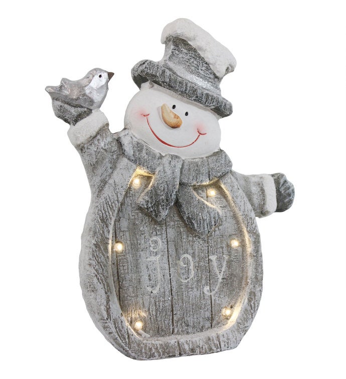 Joyful Snowman Indoor Pre lit Led Christmas Decoration   15 inch