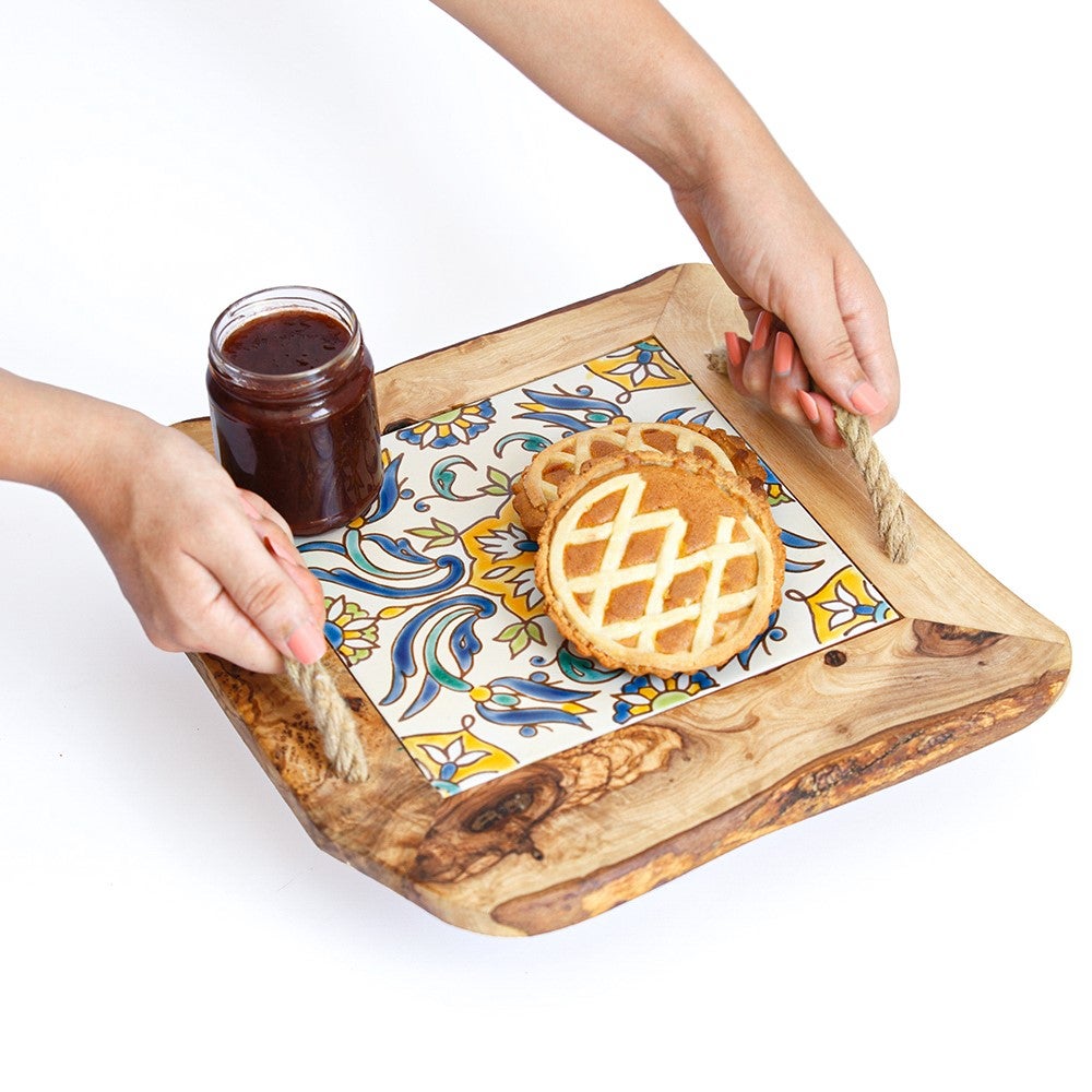 Ceramic Tile Tray With Rope Handles | Marketplace | 1800Flowers