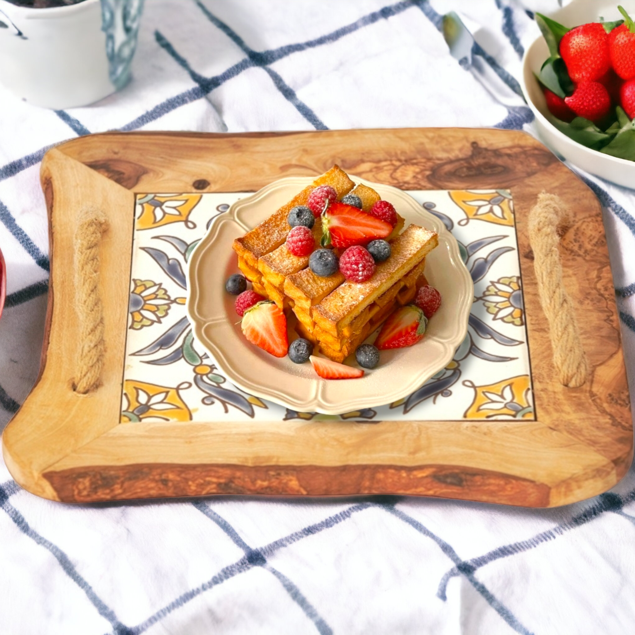 Ceramic Tile Tray With Rope Handles | Marketplace | 1800Flowers