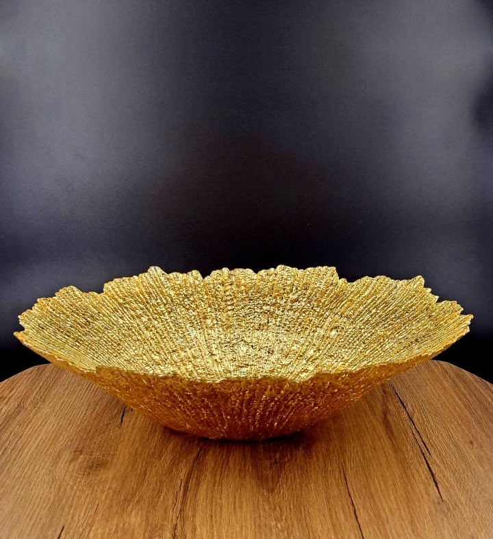 Coral 16" Gilded Glass Centerpiece Bowl