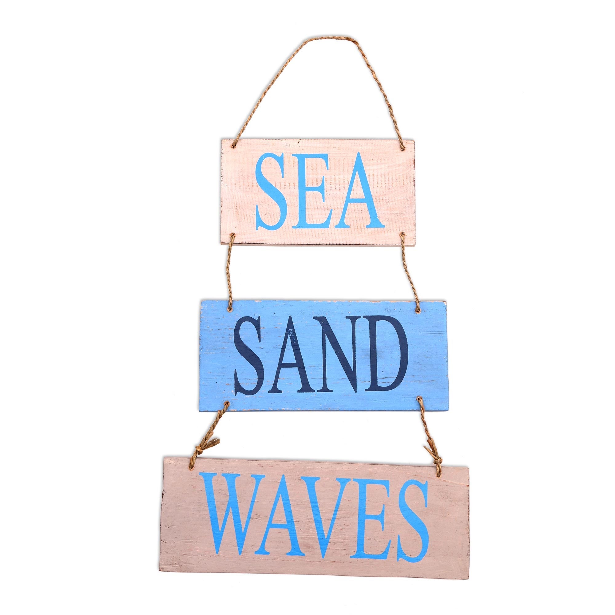 Novica Handmade Sea Sand Waves Wood Wall Sign