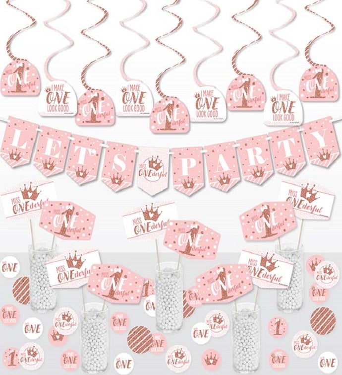 1st Birthday Little Miss Onederful   Kit Decor Galore Party Pack   51 Piece