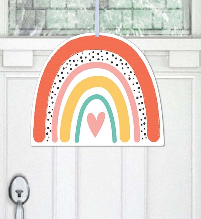 Hello Rainbow   Boho Baby Shower & Birthday Party Front Door Decor   1 Pc