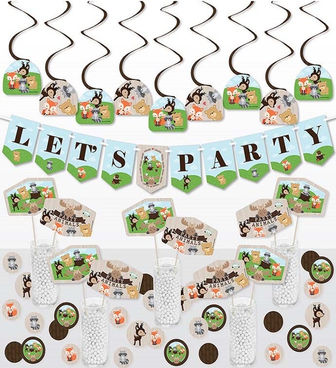 Woodland Creatures   Birthday Supplies Kit   Decor Galore Party Pack 51 Pc