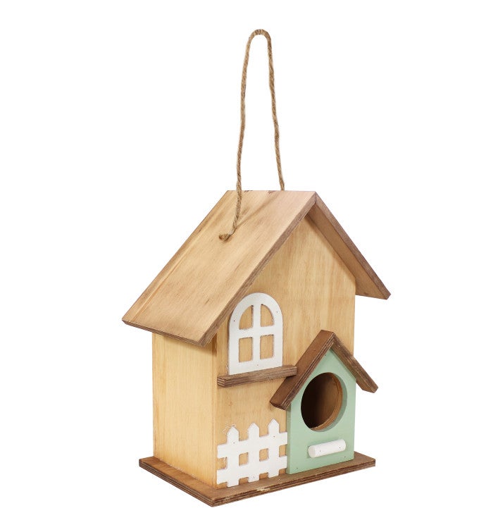 Wooden Country Cottage Hanging Birdhouse   Garden Decor   9 inch
