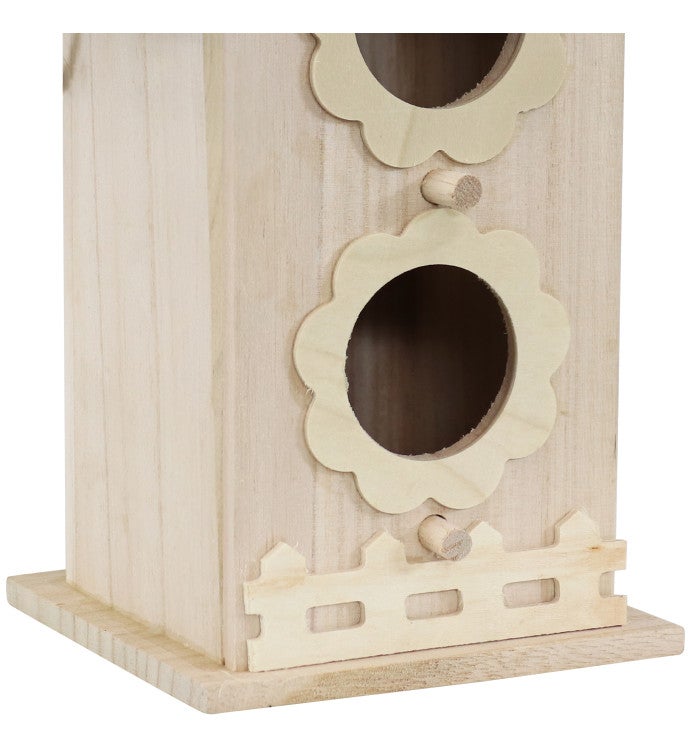 2-level Wooden Bungalow Hanging Birdhouse - Garden Decor - 7-inch