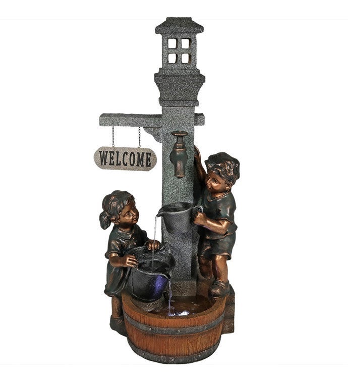 Children Playing Water Fountain With Led Lights 40 Inch