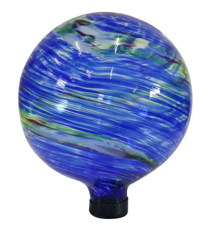 Garden Gazing Globe Northern Lights Green And Blue Glass Orb   10"