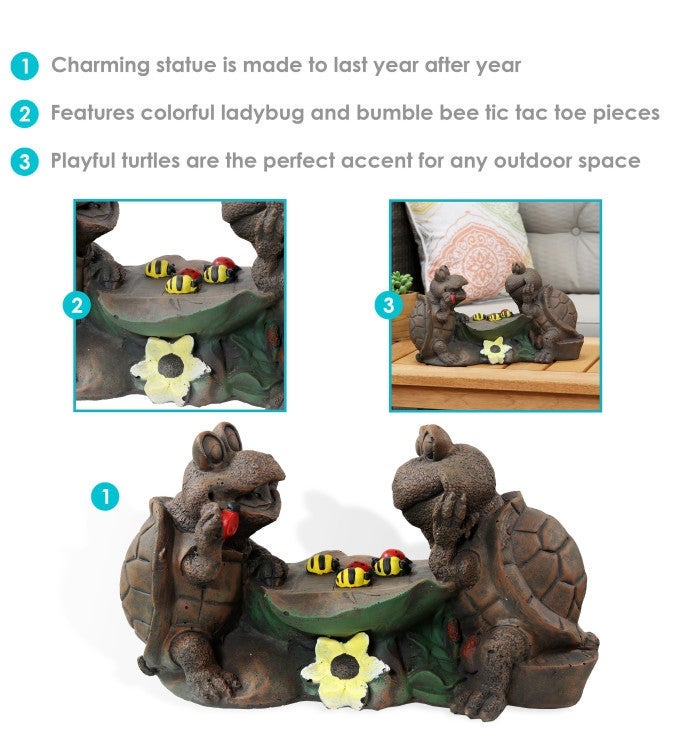 Tic Tac Toe Turtles Concrete Garden Statue - 7.5-inch