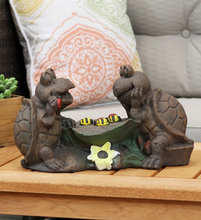 Tic Tac Toe Turtles Concrete Garden Statue - 7.5-inch