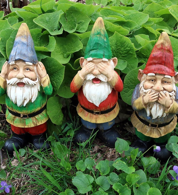 Three Wise Gnomes - Hear No Evil Speak No Evil See No Evil