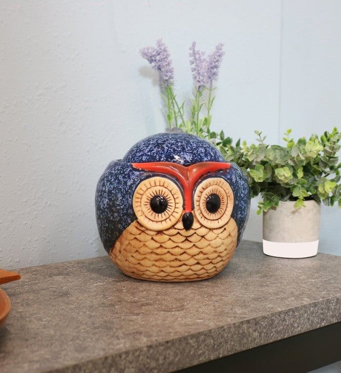 Ceramic Owl Indoor Tabletop Water Fountain - 6-inch