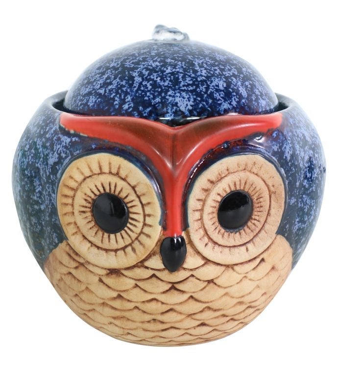 Ceramic Owl Indoor Tabletop Water Fountain   6 inch