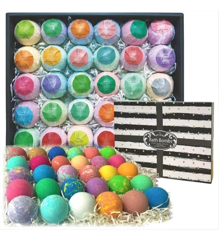 Purelis 30 Bath Bombs Gift Set, Natural