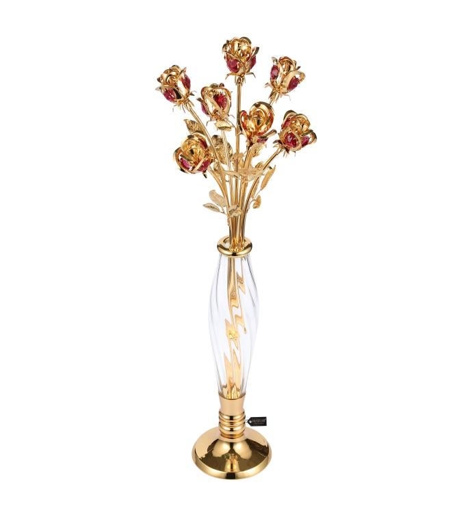 Matashi 24k Gold Dipped Crystal Studded Rose Bouquet In An Elegant Vase