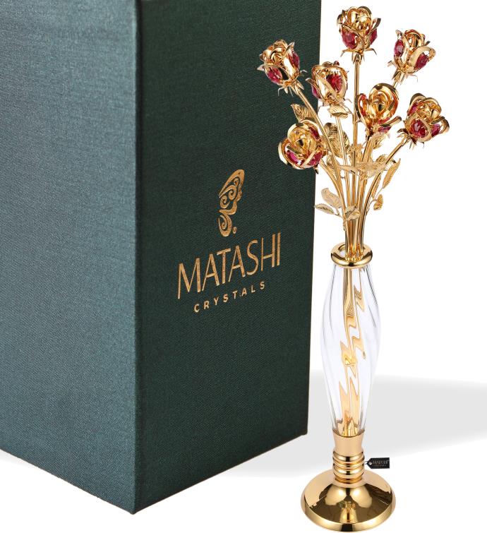 Matashi Gold Dipped Crystal Studded Rose Bouquet Marketplace 180Flowers