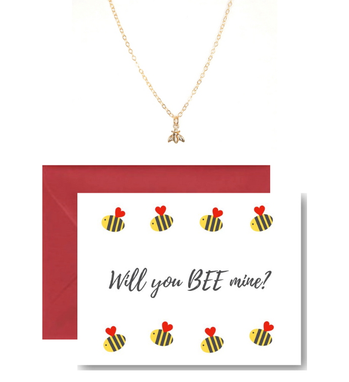 Will You Bee Mine Necklace Valentine's Set