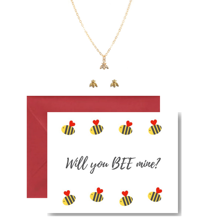 Will You Bee Mine Necklace And Earring Valentine's Set