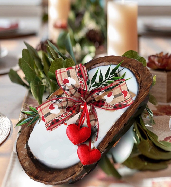 Valentine Wood Dough Bowl Candle