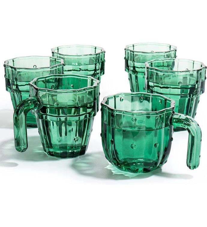 Cactus Stackable Glasses Set Of 6   10oz Each