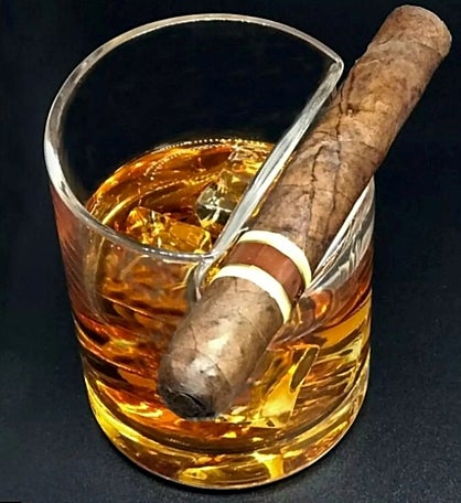 Cigar Holder Whiskey Glasses Set Of 2