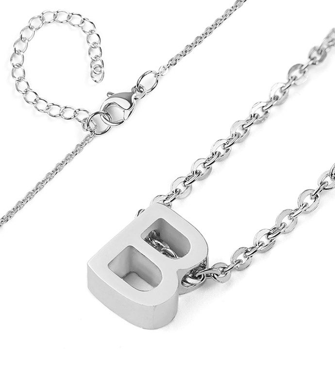 Polished Stainless Steel Initial Pendant Necklace