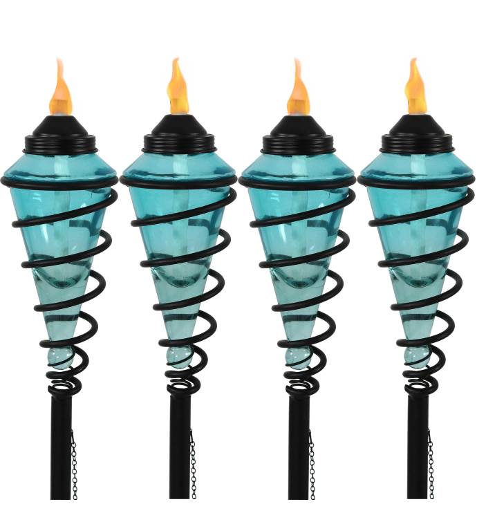 2-in-1 Swirling Metal Glass Outdoor Lawn Torch