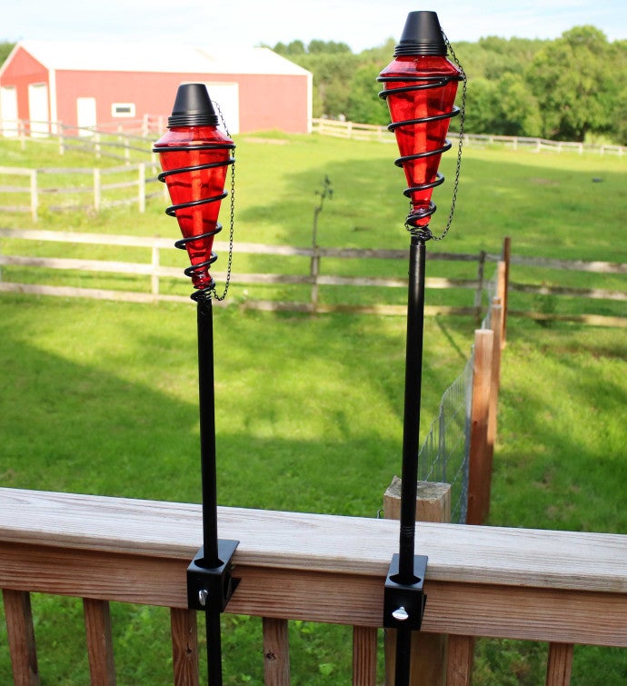 2-in-1 Swirling Metal Glass Outdoor Lawn Torch