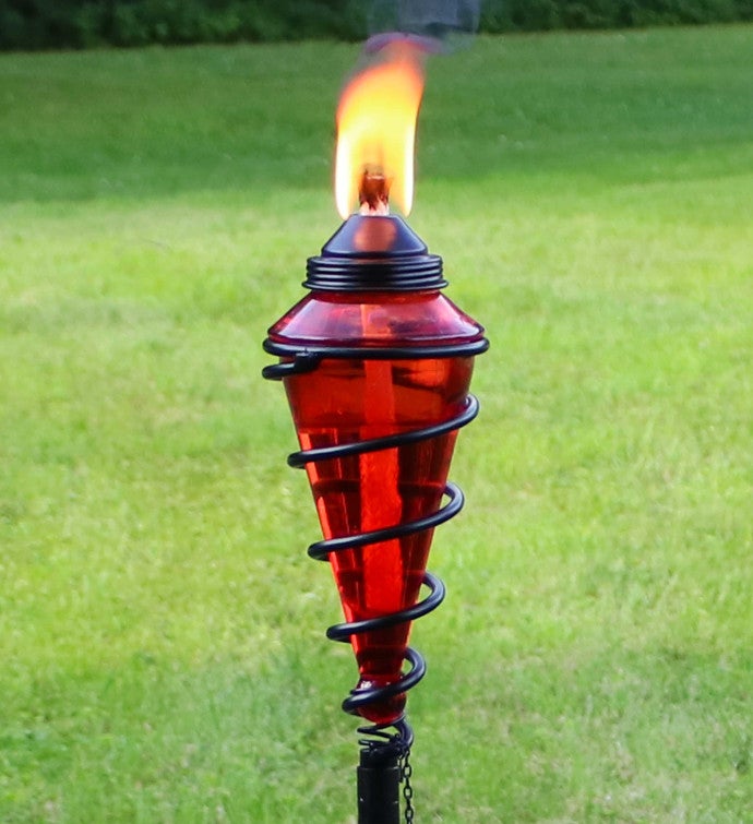 2-in-1 Swirling Metal Glass Outdoor Lawn Torch